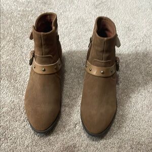 Brown Ankle Boots with Studded Strap